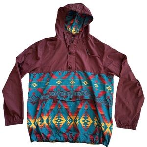 Dravus Tribal Print Anorak 1/4 Zip Windbreaker-XL-Colorblock Aztec Southwest